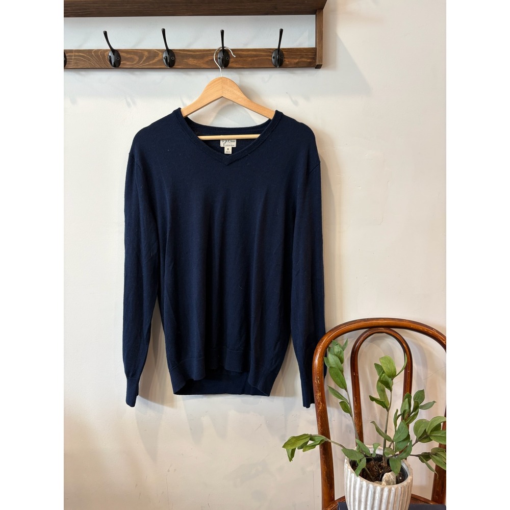 J.Crew Navy Blue 100% Merino Wool V-Neck Sweater